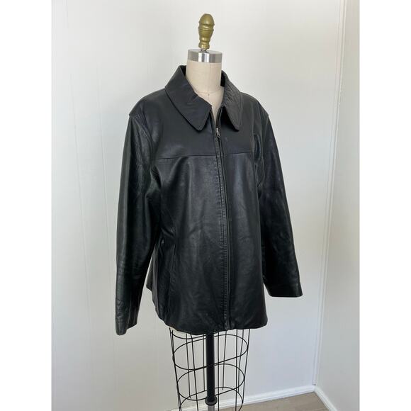 Vintage 90s Y2K Wilsons Maxima Black Leather Jacket XL Matrix Cyber Goth Grunge - Picture 5 of 16